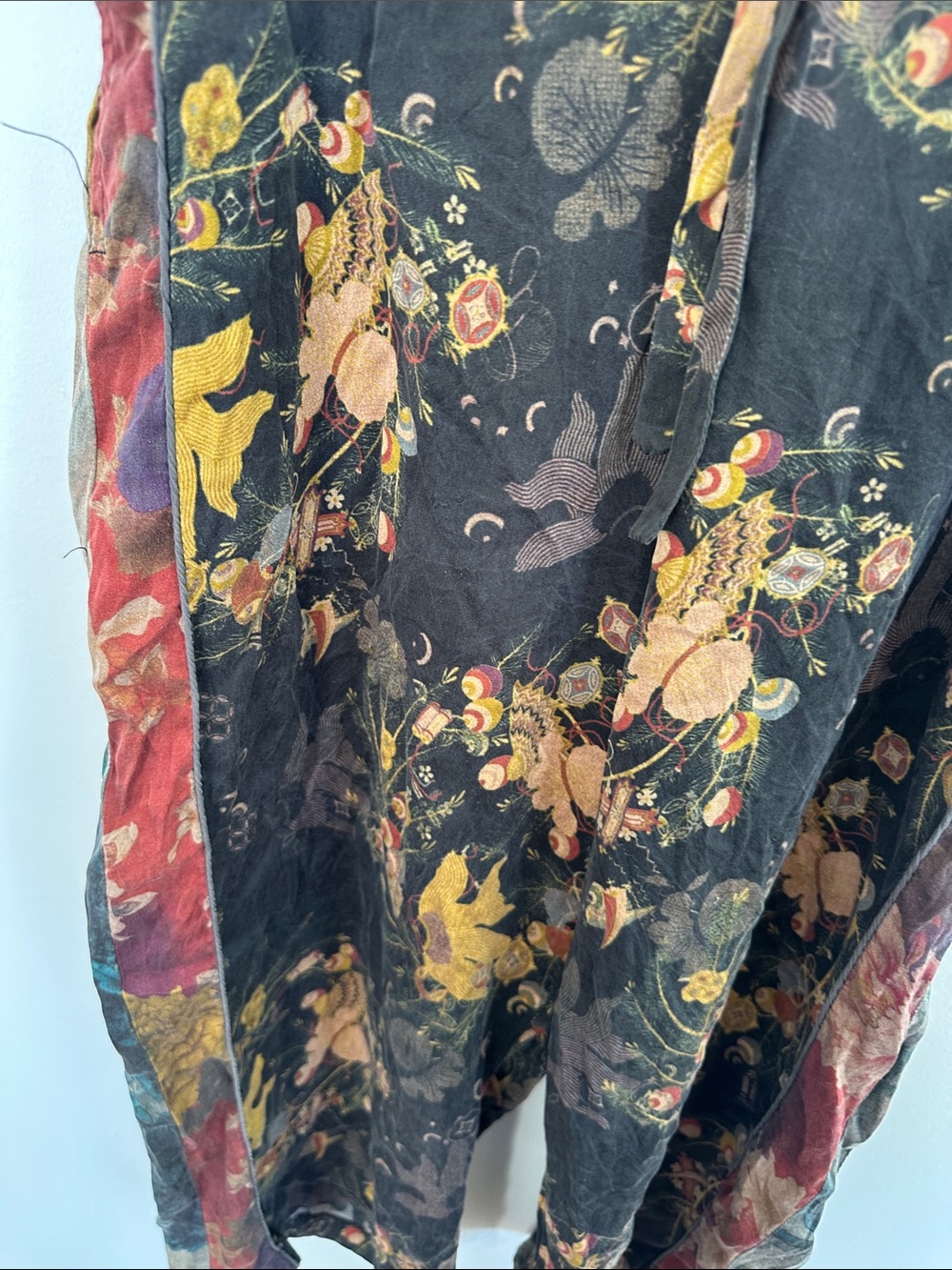 Floral Print Womens Pants - Black with Multicolor Floral Pattern - Picture 3 of 5